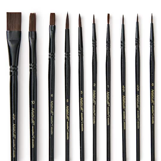 Artists Loft; Taklon Synthetic Watercolor & Acrylic 10 Piece Brush Set by Artist's Loft®; Category:Watercolor; Image:1